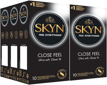 Презервативи SKYN Close Feel 40 шт. / Презервативи без латексу Skynfeel для чоловіків, Gossamer Feeling, маленька окружність, коробка для презервативів Extra Soft, чутливі, презервативи шириною 51 мм