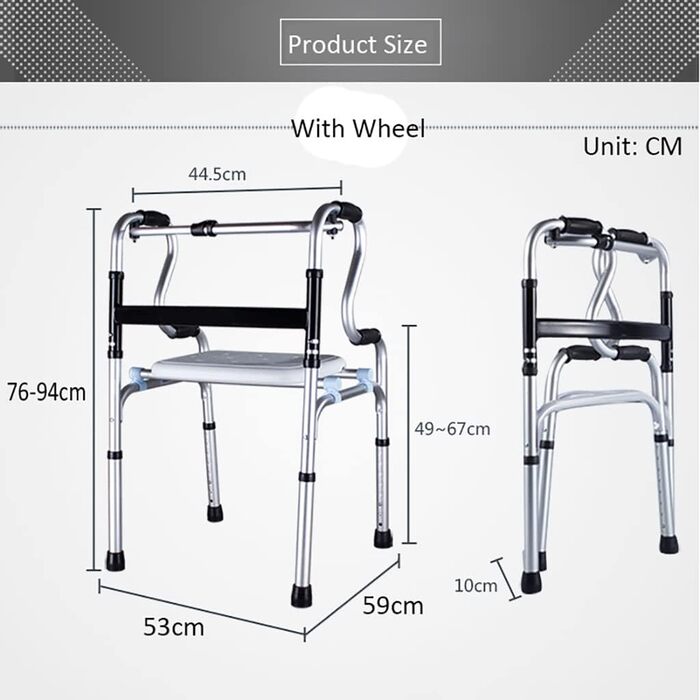 Складна алюмінієва рама для ходьби, 2 колеса в стандартній комплектації з відкидним сидінням, допоміжний засіб для ходьби, тренажер для нижніх кінцівок, крісло для купання для літніх людей, повне зірок