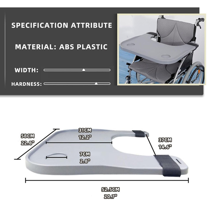 Столик на колінах для інвалідного візка, знімний обідній стіл для інвалідного візка, підстаканник для столу для інвалідного візка для їжі, читання, гри, комп'ютер