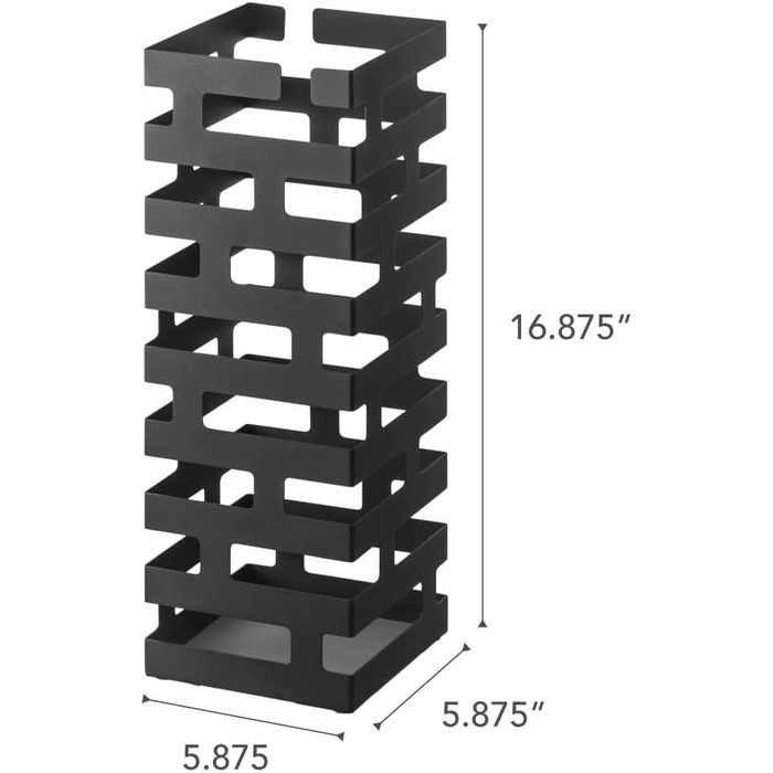 Підставка для парасольки Yamazaki 2363 BRICK, чорний, сталевий, мінімалістичний дизайн, 15 x 15 x 43 см (ДхШxВ)