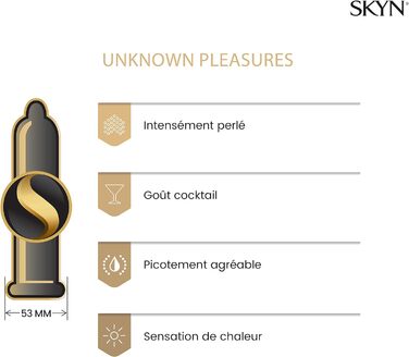 Презервативи SKYN Unknown Pleasures чоловічі, з гладкою та текстурованою поверхнею, без латексу, технологія SKYNFEEL, змащені, номінальна ширина 53 мм