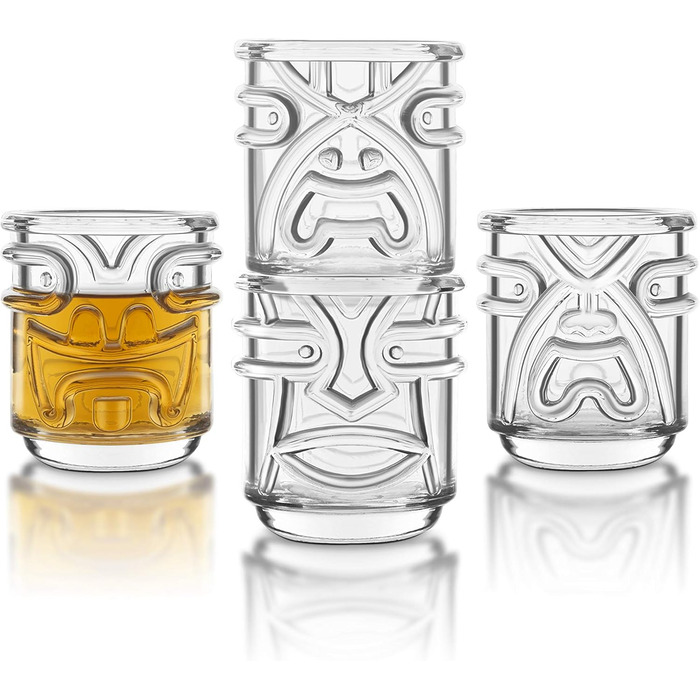 Останній штрих TIKI Скляні стакани для коктейлів TUMBLERS, що складаються, CLEAR Прозорі 355 мл Гавайська тематика 4 шт. и - TK5303 Сучасна прозора прозорість