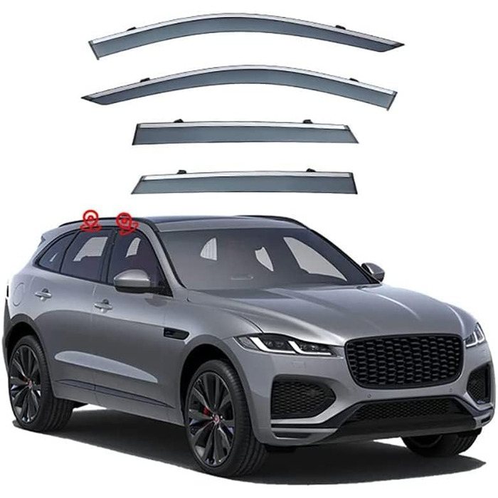 Автомобільний дефлектор вітру Дефлектор дощу для Jaguar F-PACE 2016-2022, Вітровий дефлектор вікна автомобіля Козирки на вікна автомобіля Чохол від дощу, 4 шт.