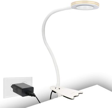 Письмовий стіл CeSunlight 10W Clamp Lamp, світлодіодна лампа для читання як приліжкова лампа, тепле світло, денне та біле світло 3 кольори, 10 режимів освітлення з регулюванням яскравості (адаптер у комплекті)