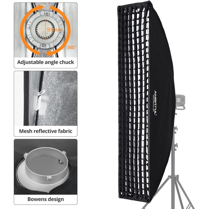 Вулик Стільникова сітка Смуга Софтбокс Bowens Mount для студійного спалаху 35*160см, 2PCS 35x160