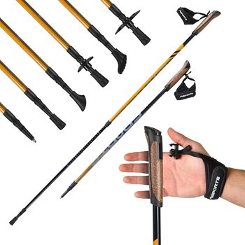 Палиці для скандинавської ходьби MSPORTS Nordic Walking Poles Carbon Premium - виготовлені з високоякісного карбону - надзвичайно легкі - індивідуально регулюються - на вибір з сумкою для перенесення - Палиці для скандинавської ходьби Nordic Walking Poles