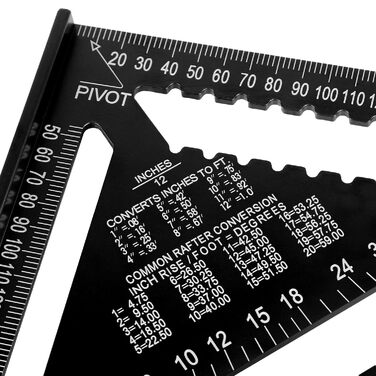 Трикутна метрична лінійка Beslands, алюмінієва, квадратна, 300 мм (12 дюймів) Високоточний вимірювальний інструмент для столярів 12 дюймів