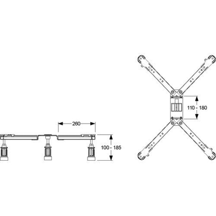 Основа душового піддону MEPA 1286134 BW-5 Maxi з ADS - 150130, 70 х 70 см - 100 х 100 см