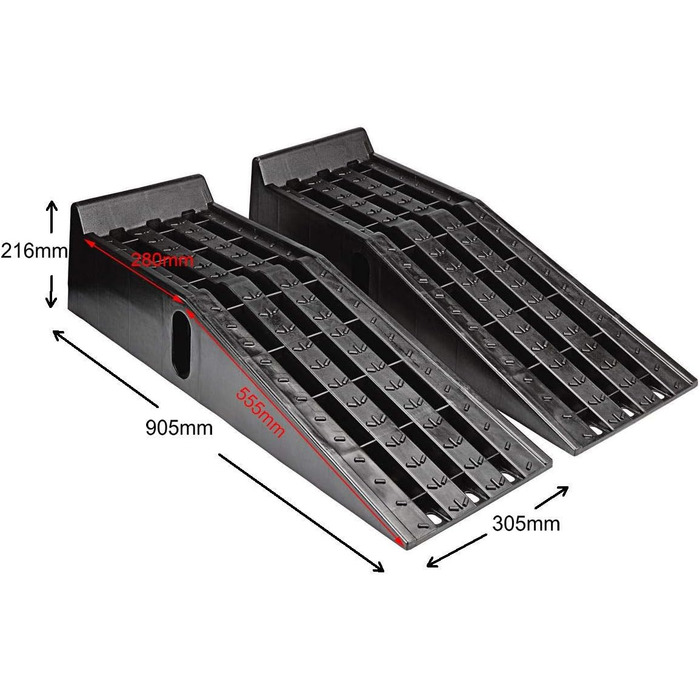 Пластикові автомобільні пандуси KATSU, 2 шт. Важкі караванні навантажувальні рампи Клини з приводом клинів Вирівнювальна рампа Гаражні пандуси для підйому автотранспорту, обслуговування та ремонту автомобілів 161918 стандарт