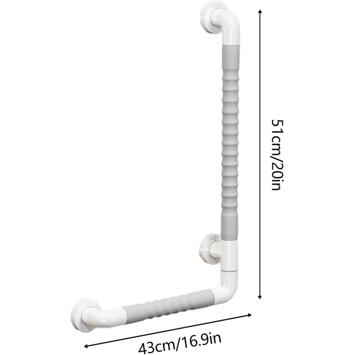 Захисна планка з нержавіючої сталі, Поручень для ванни та душу, Поручень з нержавіючої сталі, Поручень, Поручні для людей похилого віку (Білий, 51 см/20 дюймів) 51 см/20 дюймів Білий