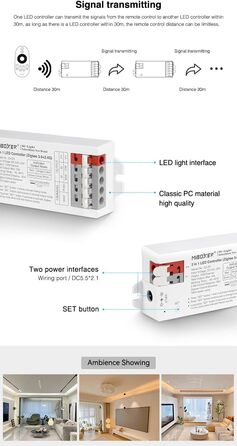 Світлодіодна стрічка LGIDTECH E2-ZR Miboxer Zigbee 2.4G 2-в-1 з проводкою без інструментів, використовується для одноколірних і двоколірних білих світлодіодних стрічок, постійного струму 12-24 В, управління зі смартфона через