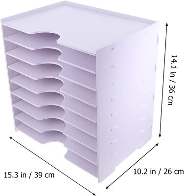 Настільний лоток для документів, органайзер для листів і журналів, для офісу або дому, 6 рівнів, 8 ярус білий 39X36X26CM