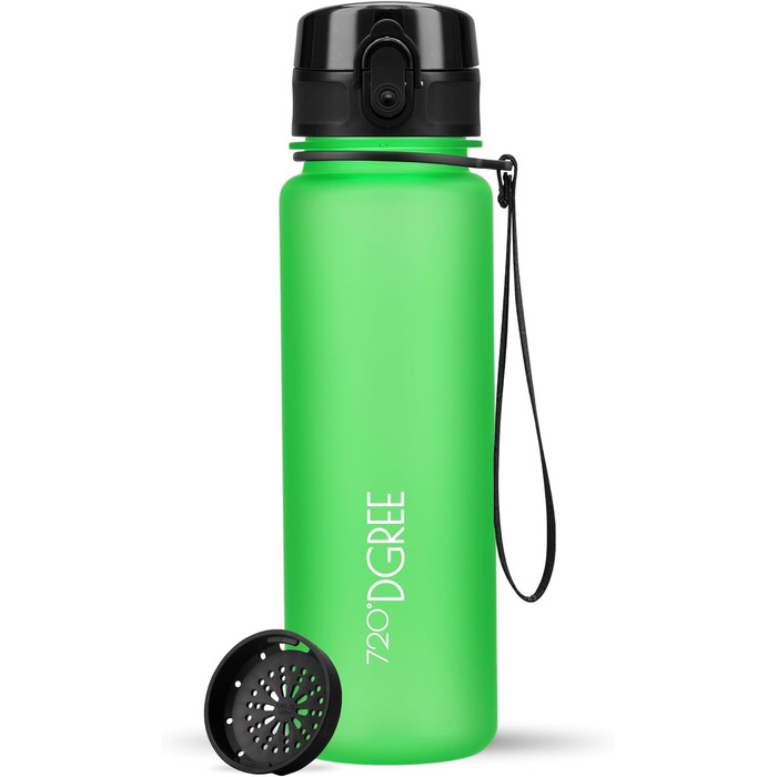 Пляшка для води 720DGREE 1л Sport 'uberBottle softTouch Sieb - Без BPA - Пляшка для води для універі, роботи, фітнесу, велосипеда, активного відпочинку, роботи - спортивна пляшка з тритану - легка, ударостійка, багаторазова (500 мл, класичний зелений - зе