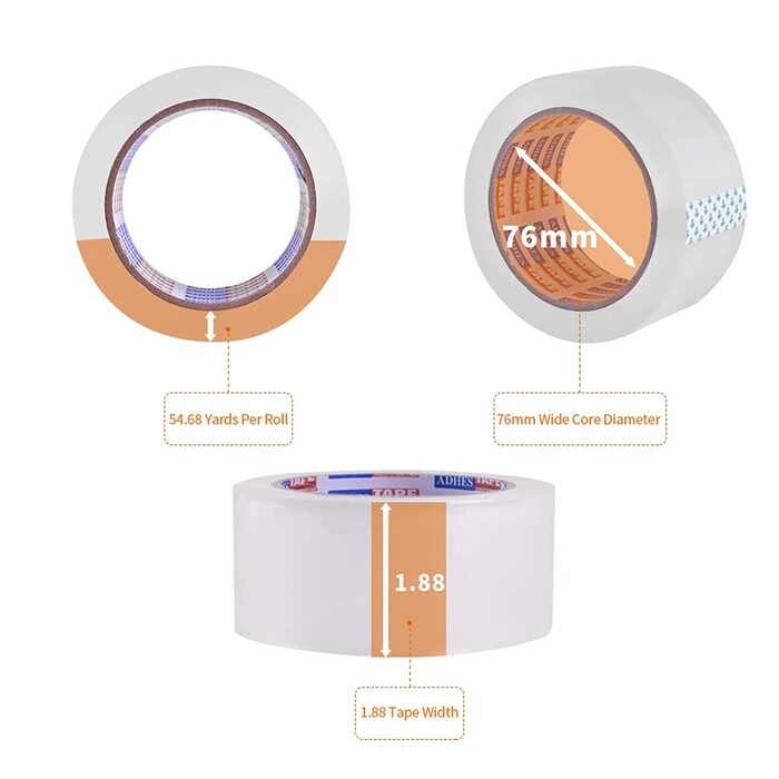 Пакувальні стрічки ADHES Пакувальна стрічка Пакувальна стрічка Прозора пакувальна стрічка 48 мм x 55 м, товщина 2,7 mil, 36 РУЛОНІВ (48 мм x 50 м / 96 рулонів)