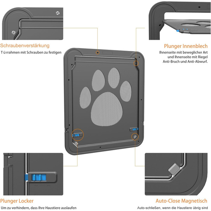 Для дверей Fly Screen Cat Flap Fly Screen з магнітним замком Легке встановлення Двері для собак для котів/собак (29 см * 24 см) (Внутрішній розмір (36 см * 31 см))