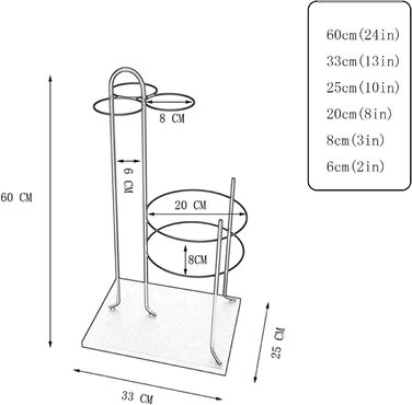 Підставка для парасольки, тримач для парасольки Металева підставка для парасольки Підставка для парасольок на 6 парасольок Каркасний тримач парасольки для палиць для ходьби Парасольки Підставка для парасольок Органайзер для парасольок/чорний/33*25*6 чорни