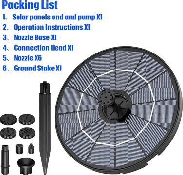 Відкритий сонячний фонтан AISITIN зі знімною сонячною панеллю 2,8 Вт, відкритий сонячний фонтан 2 в 1 своїми руками з фіксованим кронштейном, насос для ставка з 6 ефектами для саду, ставка, ванни для птахів, води своїми руками