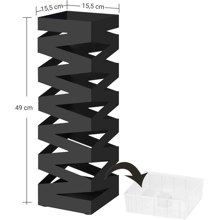 Підставка для парасольки, підставка для парасольки, піддон для крапель води та гачок видаються 49 см чорний LUC16B