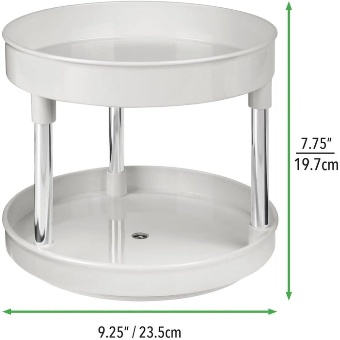 Набір mDesign з 2 обертових косметичних лотків - стильна полиця для лосьйону, косметики та ліків - кругле дворівневе зберігання косметики для ванної кімнати та кухні - світло-сірий/сріблястий