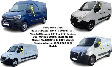 Комплект з 2 дефлекторів вітру, сумісний з Renault Master, підходить для Nissan NV400 & Interstar, підходить для Opel Movano 2010 2011 2012 2013 2014 2015 2016 2017 2018 2019 202020 2021 2022 2023 2024