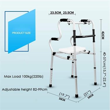 Ходунки, компактні розбірні ходунки з сидінням, стандартні ходунки для людей похилого віку, регулюються по висоті, легка вага, підтримують ходунки до 200 фунтів
