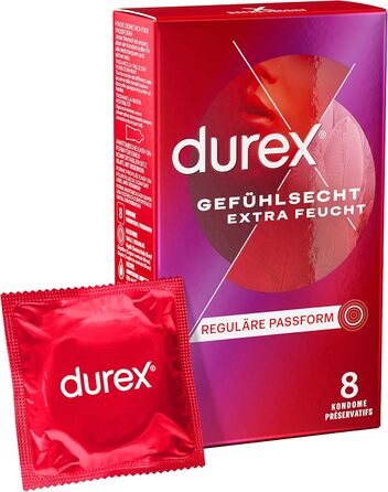 Презервативи Durex Sensitive - Gossamer Thin Extra Moist зі змащувальним покриттям для більш інтенсивних відчуттів - 2 упаковки (2 x 8 шт. ) 8 шт. (2 упаковки)