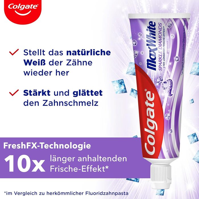 Зубна паста Colgate Max White Sparkle Diamonds 12x75 мл ідеальне відбілювання зубів для більш гладких і білих зубів відновлює природне відбілювання зубів і надовго освіжає подих