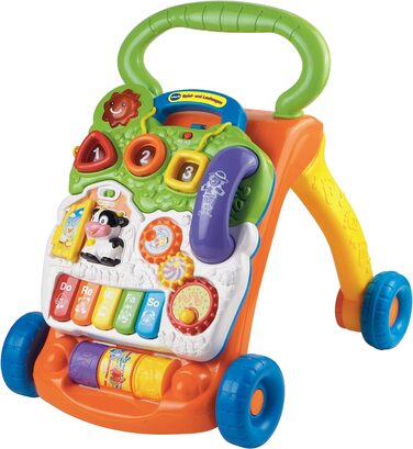 Ігровий стіл Vtech Baby Adventure 12-36 місяців і дитячий візок для ігор і прогулянок ходунки для немовлят з регульованою швидкістю, музикою та знімною ігровою дошкою Для дітей від 12 до 36 місяців Пакувальний набір EasyMail з автошколою