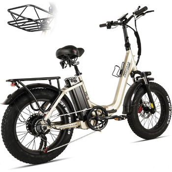 Складний велосипед HANEVEAR H6-S E Bike з літієвою батареєю 1152Wh/d1D7D0d1D7D2, 140KM, 65Nm 250W двигун заднього колеса, 20 * 4' Fat Tire Ebike Pedelec City, електричні велосипеди для дорослих чоловіків жінок золото