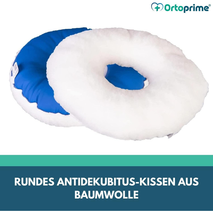 Подушка для сидіння OrtoPrime Coccyx проти пролежнів - Профілактика та лікування пролежнів - Ортопедична рельєфна подушка для інвалідного візка, офісу, автомобіля та дому - Кругле постуральне кільце сидіння