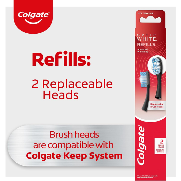 Насадки для наповнення зубної щітки Colgate Keep, відбілювання, 6 упаковок по 2 наповнювальні головки (всього 12) оптичний білий 1