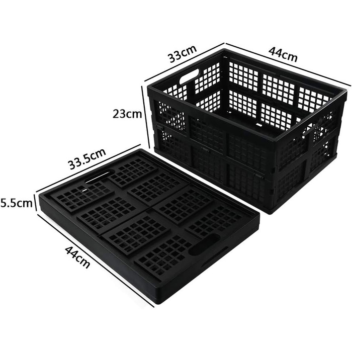 Набір з 3 складних коробок складний, чорний, Кошик для зберігання з пластиком