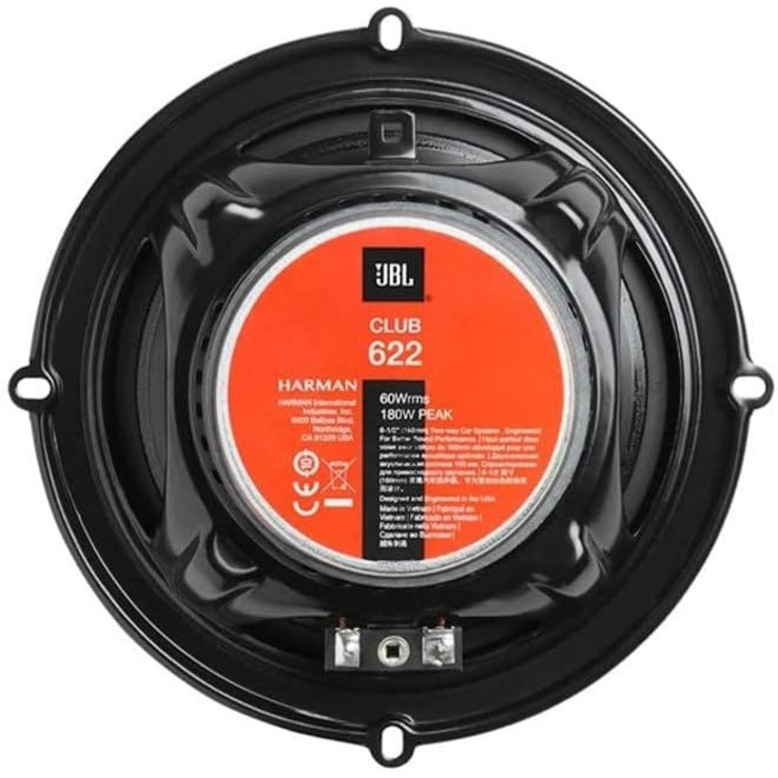 Набір 2-смугової автомобільної акустики JBL Club 622 від Harman Kardon - 180 Watt Pro коробки автомобільної акустики 16 - 17 см, чорний