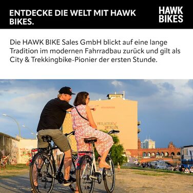 Чоловічий та жіночий електронний велосипед HAWK eCity Comfort 250 Вт I Велосипед з алюмінієвою рамою I Велосипед чоловічий 26-дюймовий з низьким входом 7-швидкісними втулковими шестернями