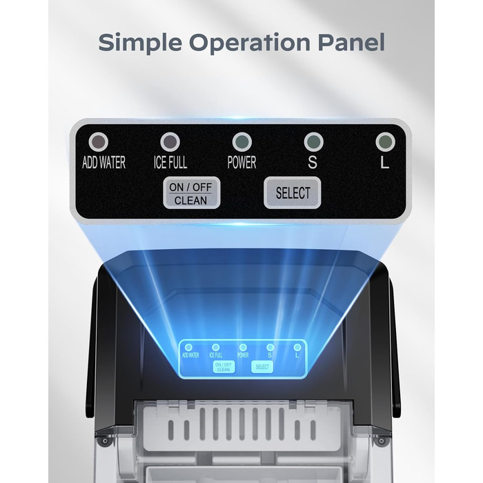 Машина для приготування кубиків льоду Silonn, невелика машина для кубиків льоду з ручкою для перенесення, самоочисна машина для льоду з кошиком і лопатою, 9 кубиків за 6 хвилин, 12 кг на день, ідеально підходить для дому, кухні, кемпінгу, автофургон чорни