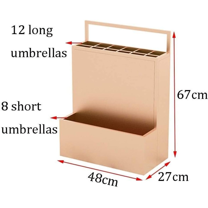 Підставка для парасольки, креативне коване залізо, довга і коротка полиця для зберігання парасольок, 15-20 парасольок (рожеві, 48 x 27 x 67 см) Троянда 48*27*67см
