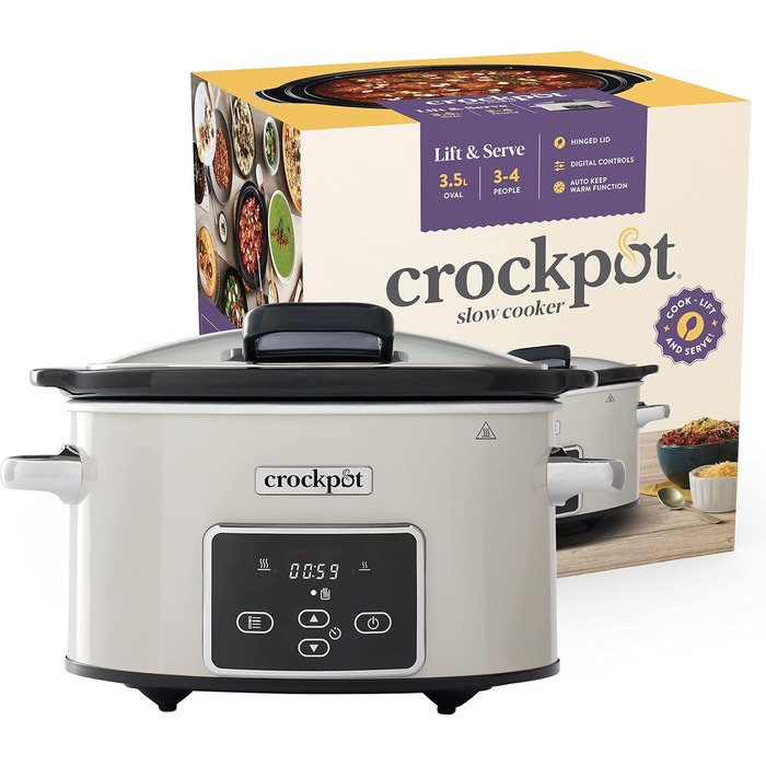 Цифрова мультиварка Crock-Pot з відкидною кришкою Регульований час приготування 3,5 літра (3-4 людини) Гриби та хром CSC060X