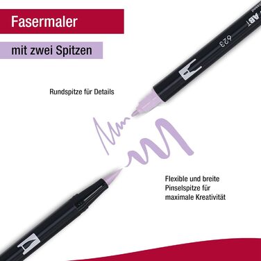 Ручка з двома щітками Tombow ABT, пастельні кольори, ручка з двома наконечниками, ідеально підходить для написів від руки та bullet journal, підходить для фарбування водою, ABT-12P-2, набір з 12 шт.