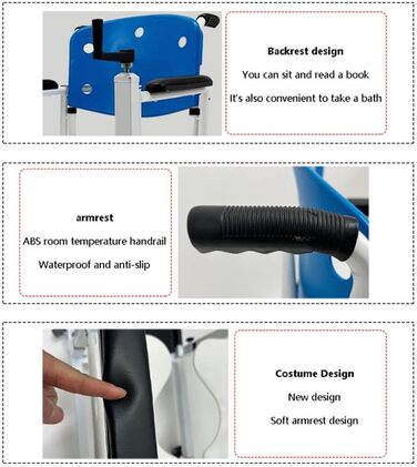 Підйомне крісло для перенесення пацієнта, туалетне крісло для людей похилого віку, допоміжний засіб для вставання в ліжку, підйомник для пацієнтів, туалетне крісло з ліжком з розділеним сидінням A на 180