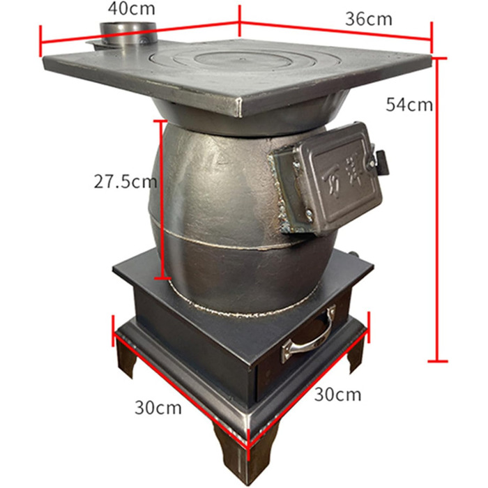 Маленька дров'яна піч NALsa, кухонна дров'яна піч, чавунна дров'яна піч, дров'яна піч для кемпінгу, міцна дров'яна піч для приготування їжі на задньому дворі, автомобільний кемпінг, чорний