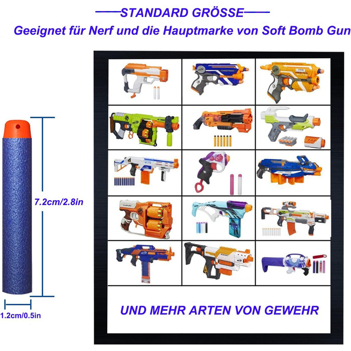 Дротиків Dart Bullets для Nerf N Strike 2.0 Blaster, змінні боєприпаси для дротиків Foam Darts сумісні з Nerf Hasbro Fortnite, 400