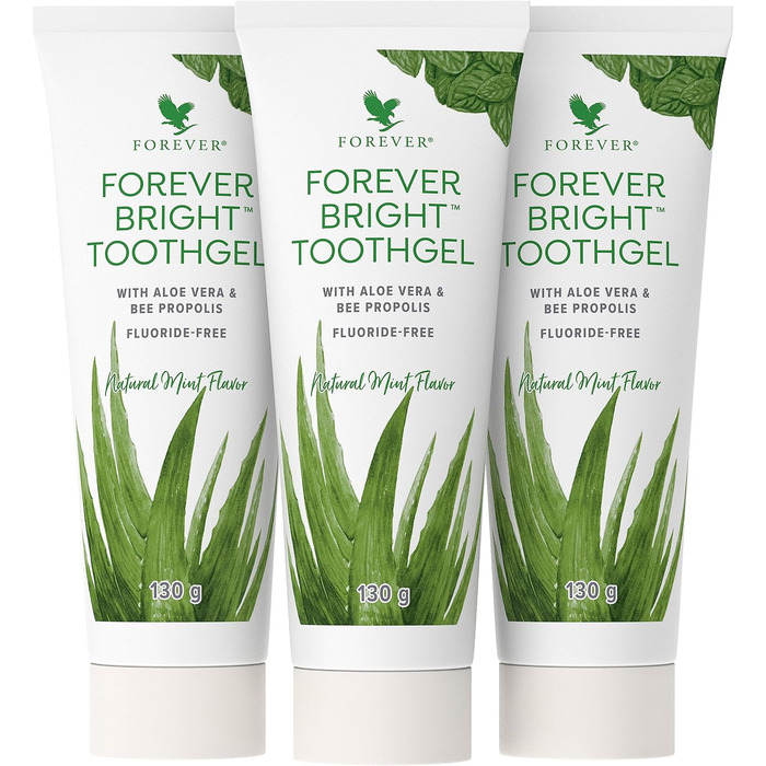 Зубна паста Forever Living Products Forever Bright (3 шт. и), 130 г, освіжаючий смак м'яти, зміцнює ясна, сертифікований dermatest, не містить глютену