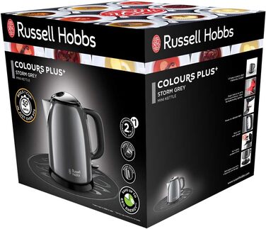 Електричний чайник Russell Hobbs малий 1,0 л Кольори Нержавіюча сталь Сірий (2400 Вт, функція приготування під тиском, знімний фільтр від накипу, зовнішній індикатор рівня води, маленький туристичний чайник)Чайник 24993-70 Електричний чайник 1л