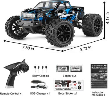 Пульт дистанційного керування автомобілем 1/18 4WD Monster Truck 36 км/год Швидка швидкість Водонепроникний 2,4 ГГц RC позашляховий електричний транспортний засіб RTR з акумулятором 7,4 В для дітей та дорослих