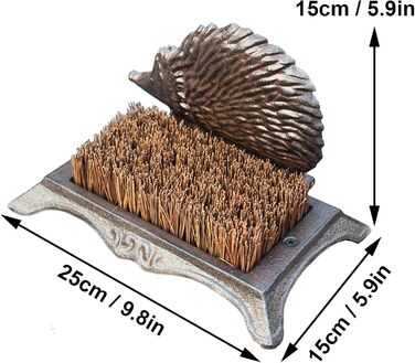 Щітка для взуття RAFCAR Boot Brush антикварний коричневий чавун у формі їжака, грязьовий скребок для вхідних дверей, ганку, саду, вхідної зони, двору 251515 см