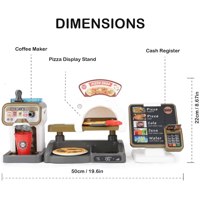 Кав'ярня та піцерія Kids, іграшка-кафе для дітей Вкл. кавоварку з водою, читалку зі звуком Іграшка для рольових ігор для дівчаток хлопчиків від 2 3 4 років
