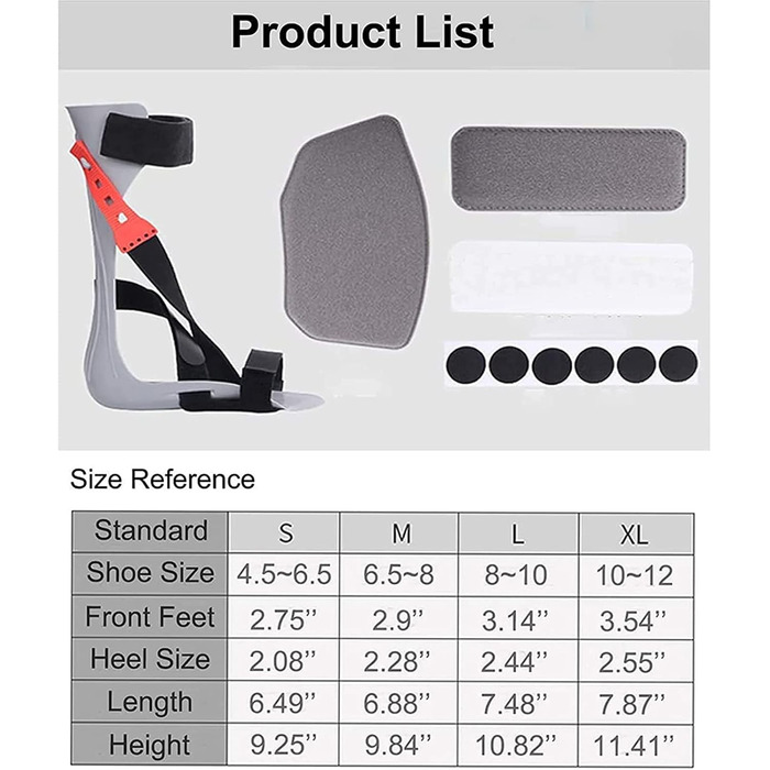 Покращена підтримка гомілковостопного суглоба, ортез AFO, шина для підтримки стопи при падінні, при підошовному фасціїті та ахілловому сухожиллі, для покращення ходи, полегшення болю та тиску (права S) Права S