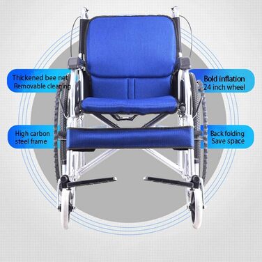 Інвалідні коляски складні, зручні, нековзні, розбірні, для людей похилого віку, портативні, багатофункціональна стрічка, ручне гальмо ззаду, інвалідне крісло для інвалідів