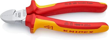 Діагональні кусачки Knipex хромовані, ізольовані з багатокомпонентними ручками, випробувані VDE 160 мм 70 26 160