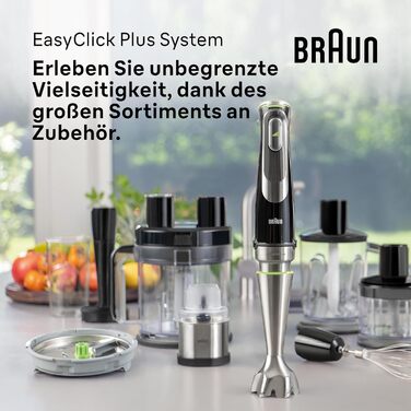 Ручний блендер Braun MultiQuick 9 MQ 9147 шт. ручний блендер з технологією Active PowerDrive і 5 аксесуарами для подрібнення, трамбування, перемішування, змішування та подрібнення льоду, 1200 Вт, чорна/нержавіюча сталь 5-в-1 з насадкою для блендера Одинар